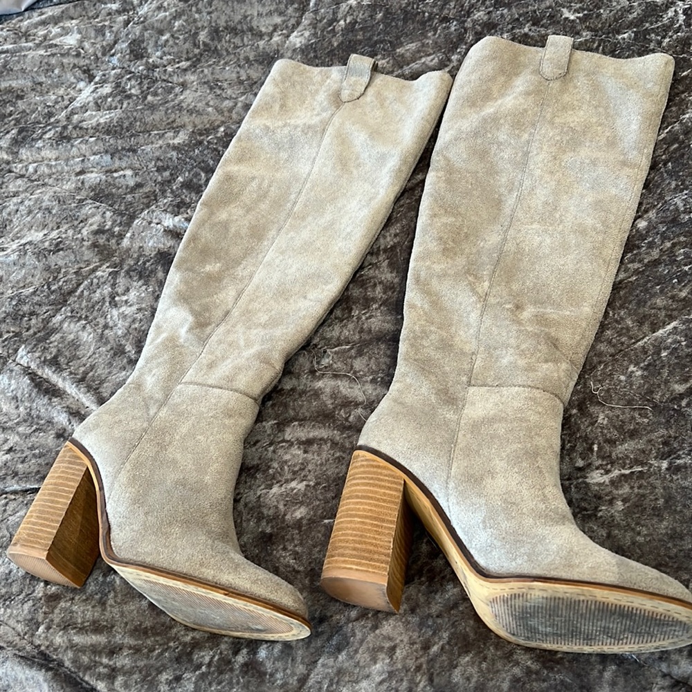Knee high suede boots